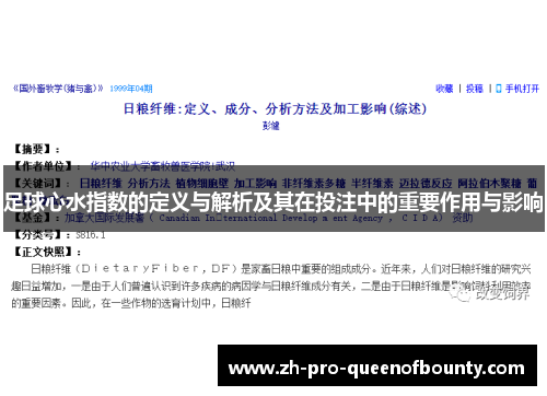 足球心水指数的定义与解析及其在投注中的重要作用与影响 足球心水指数的定义与解析及其在投注中的重要作用与影响